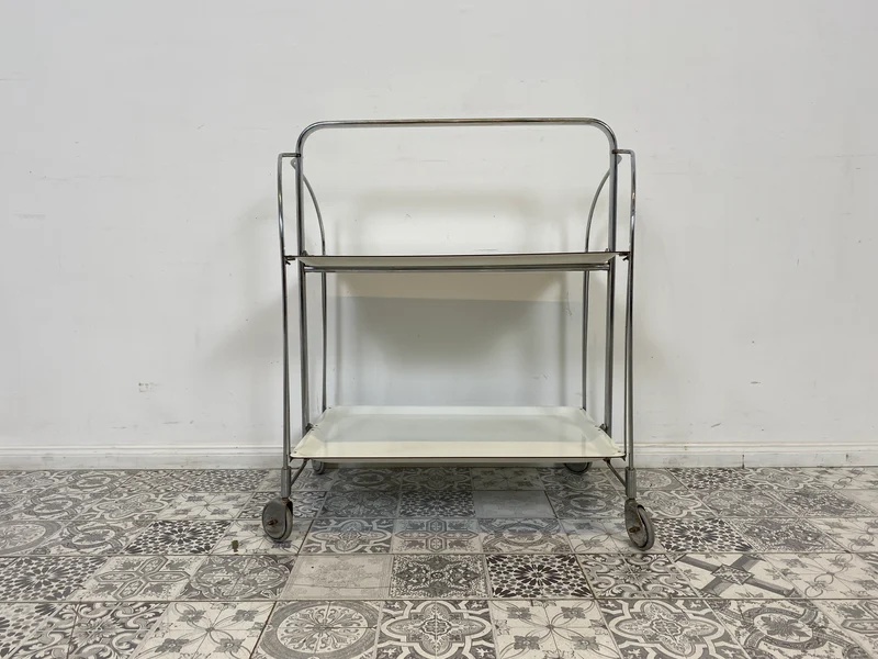 WMK Der Design Klassiker! Kultiger & sehr gut erhaltener faltbarer Dinette Servierwagen von Bremshey Solingen aus 1960er Jahren