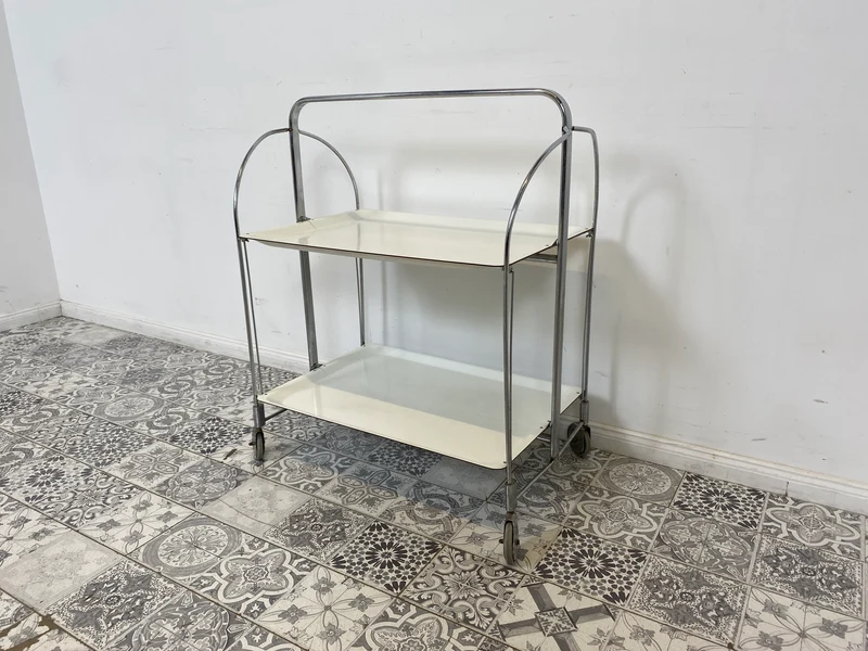 WMK Der Design Klassiker! Kultiger & sehr gut erhaltener faltbarer Dinette Servierwagen von Bremshey Solingen aus 1960er Jahren