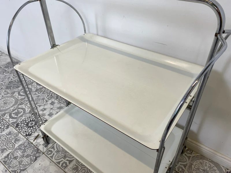 WMK Der Design Klassiker! Kultiger & sehr gut erhaltener faltbarer Dinette Servierwagen von Bremshey Solingen aus 1960er Jahren