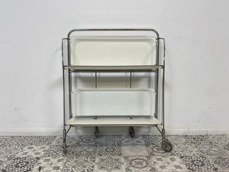WMK Der Design Klassiker! Kultiger & sehr gut erhaltener faltbarer Dinette Servierwagen von Bremshey Solingen aus 1960er Jahren