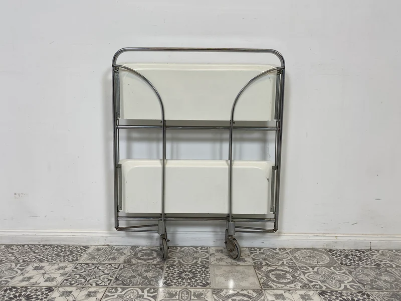 WMK Der Design Klassiker! Kultiger & sehr gut erhaltener faltbarer Dinette Servierwagen von Bremshey Solingen aus 1960er Jahren