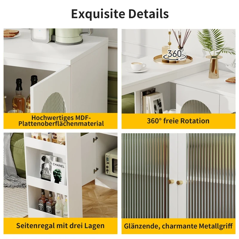 Um 360° drehbarer Bartisch, multifunktionaler Ess- und Barschrank