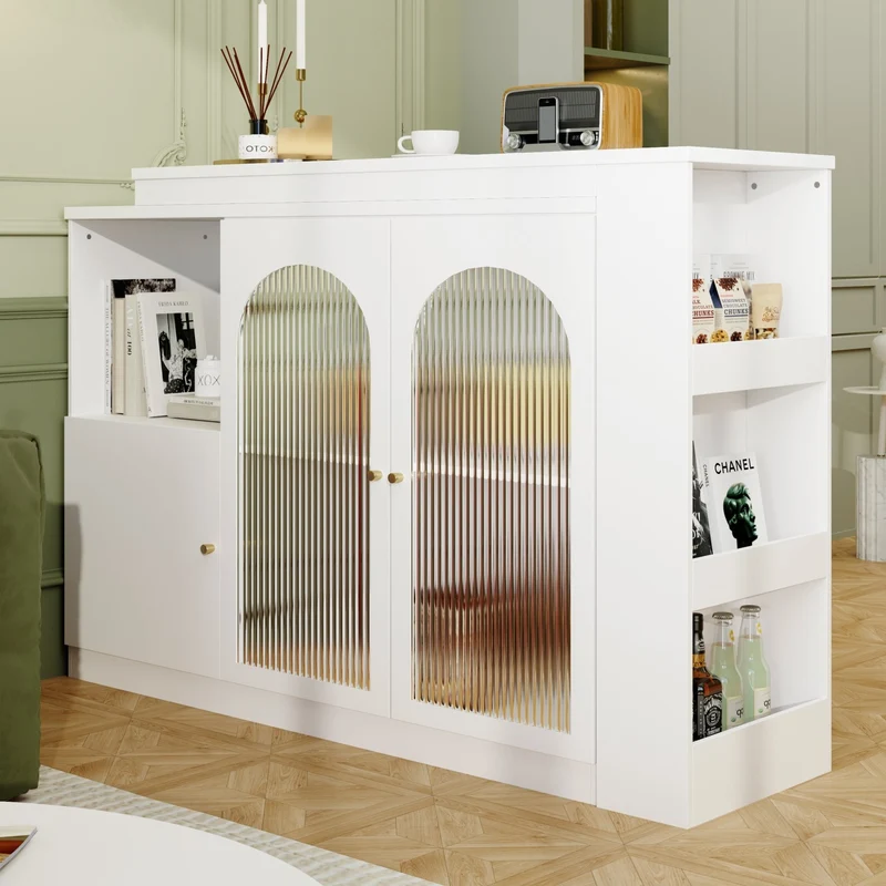 Um 360° drehbarer Bartisch, multifunktionaler Ess- und Barschrank