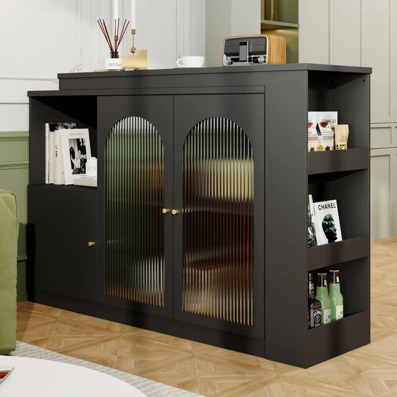 Um 360° drehbarer Bartisch, multifunktionaler Ess- und Barschrank