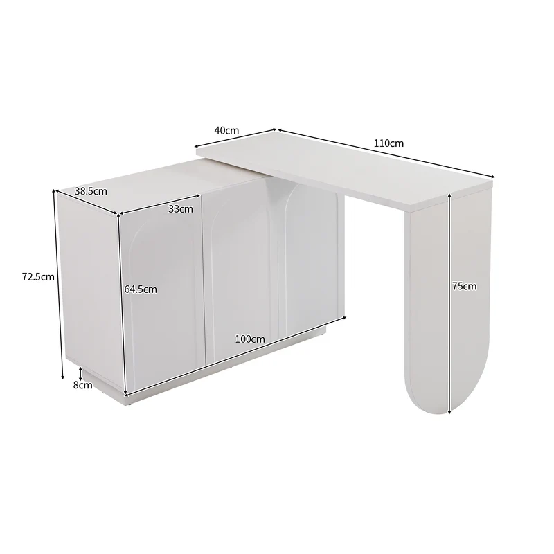 Drehbarer L-förmiger Eck-Schreibtisch mit Schrank