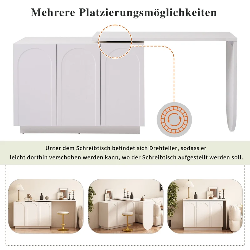 Drehbarer L-förmiger Eck-Schreibtisch mit Schrank