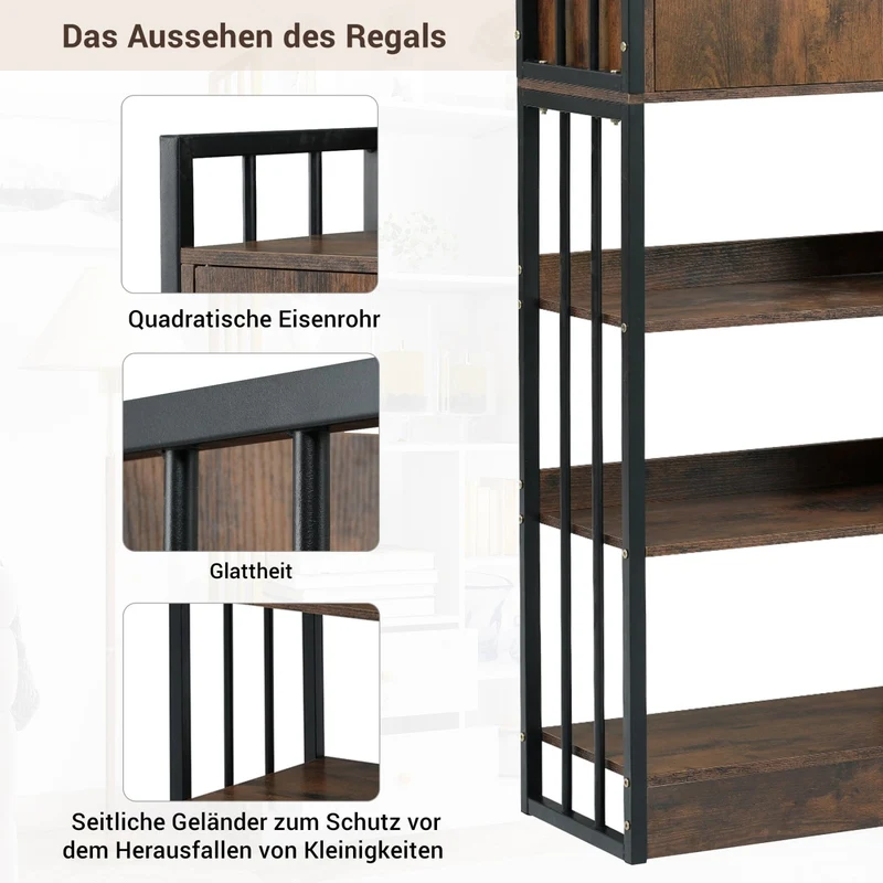 Bücherregal mit Türen und Schubladen, Stahlregal