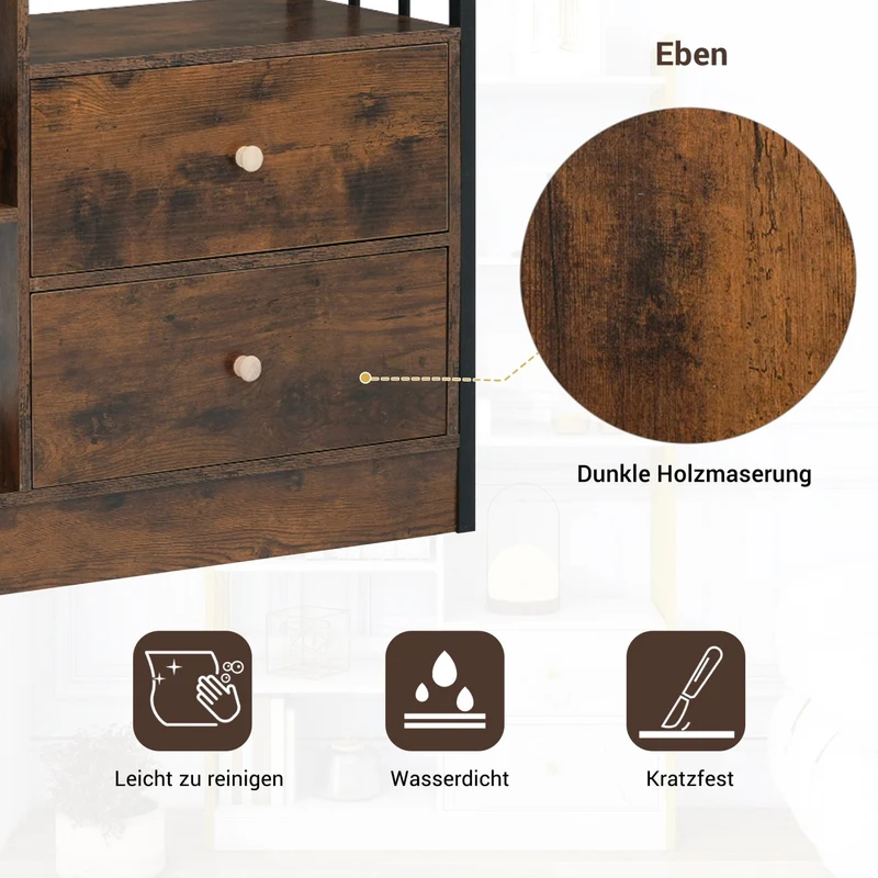 Bücherregal mit Türen und Schubladen, Stahlregal