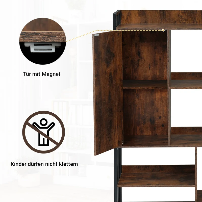 Bücherregal mit Türen und Schubladen, Stahlregal