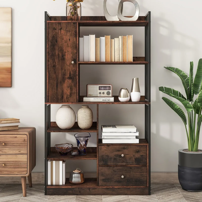 Bücherregal mit Türen und Schubladen, Stahlregal