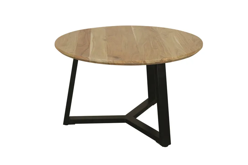 Couchtisch CROSS / Tischplatte Massivholz Akazie natur oder Marmor weiß / Gestell Metall schwarz / D 75 x H 46cm