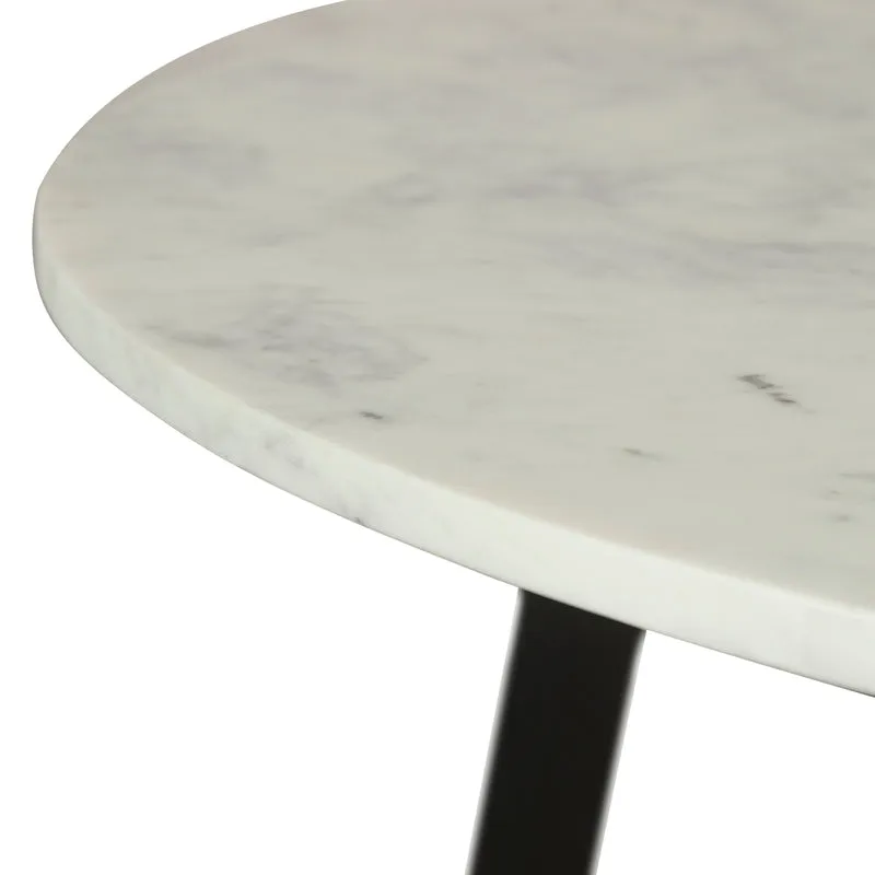 Couchtisch CROSS / Tischplatte Massivholz Akazie natur oder Marmor weiß / Gestell Metall schwarz / D 75 x H 46cm
