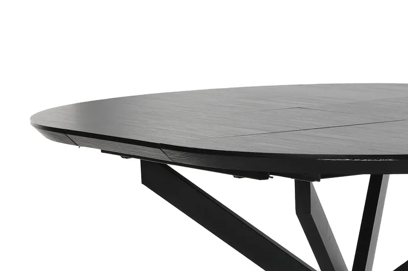 Esstisch OREGON / mit Auszug / Tischplatte Eichen-Optik schwarz / mit Schweizer Kante / Gestell Metall schwarz / 120-160 x 110, H 76 cm