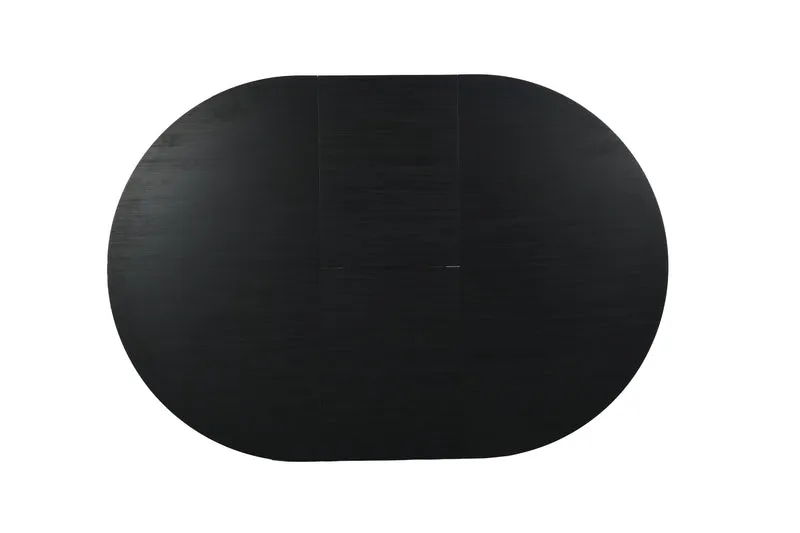Esstisch OREGON / mit Auszug / Tischplatte Eichen-Optik schwarz / mit Schweizer Kante / Gestell Metall schwarz / 120-160 x 110, H 76 cm