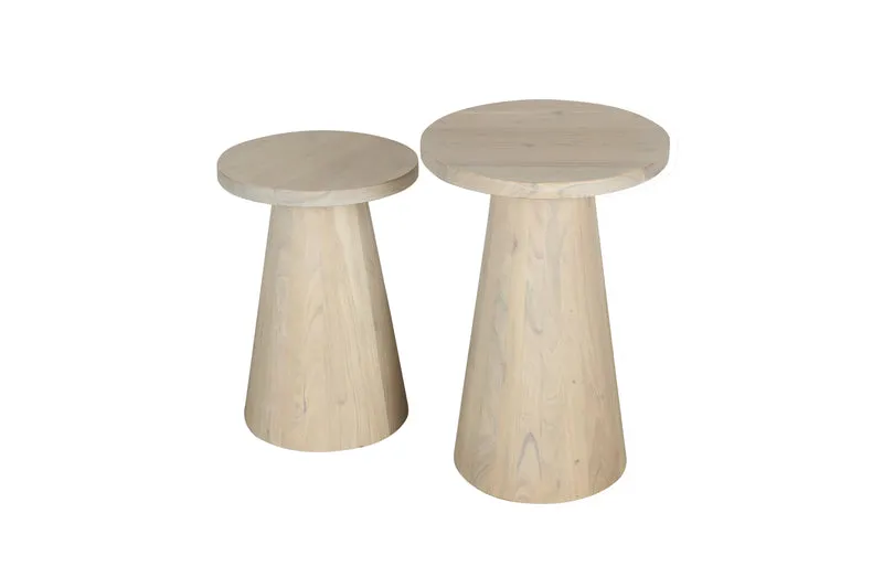 Beistelltisch CONE / Massivholz Akazie schwarz oder white wash lackiert / D 35, H 60 cm oder D 40, H 50 cm