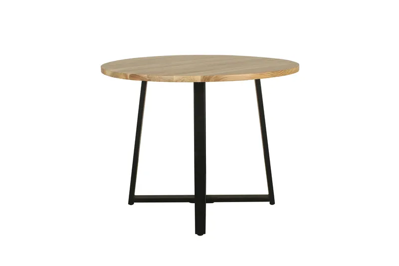 Esstisch ARROW / Rund / Tischplatte Massivholz Akazie natur / Gestell Metall schwarz / D 100, H 77 cm