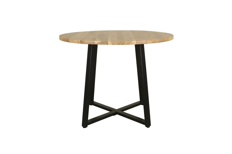 Esstisch ARROW / Rund / Tischplatte Massivholz Akazie natur / Gestell Metall schwarz / D 100, H 77 cm