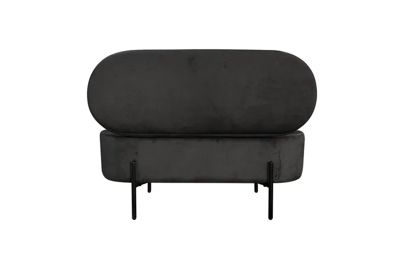 Bank NOVA / Samt dunkelgrün, grau oder schwarz / Metall schwarz pulverbeschichtet / Polsterbank mit Stauraum / B 95, H 42, T 37,5 cm