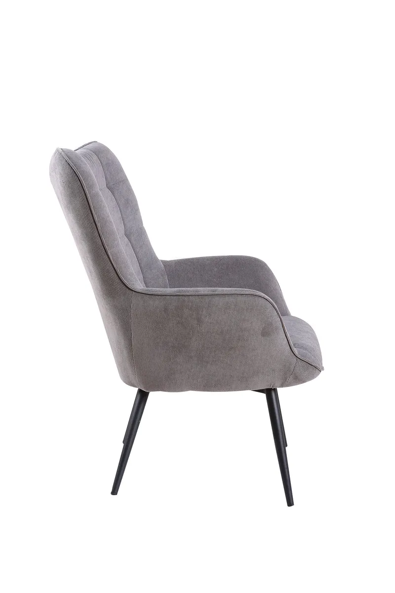 Sessel Uta / Cord grau, Samt schwarz, Webstoff dunkelgrau, Samt dunkelgrün, Webstoff sandfarben / Gestell schwarz pulverbeschichtet / Relaxsessel / Armlehnen-Sessel / B 72, H 97, T 80 cm