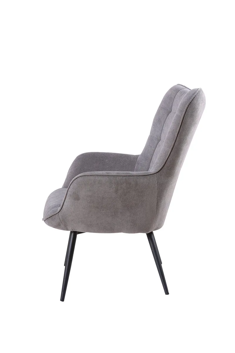 Sessel Uta / Cord grau, Samt schwarz, Webstoff dunkelgrau, Samt dunkelgrün, Webstoff sandfarben / Gestell schwarz pulverbeschichtet / Relaxsessel / Armlehnen-Sessel / B 72, H 97, T 80 cm