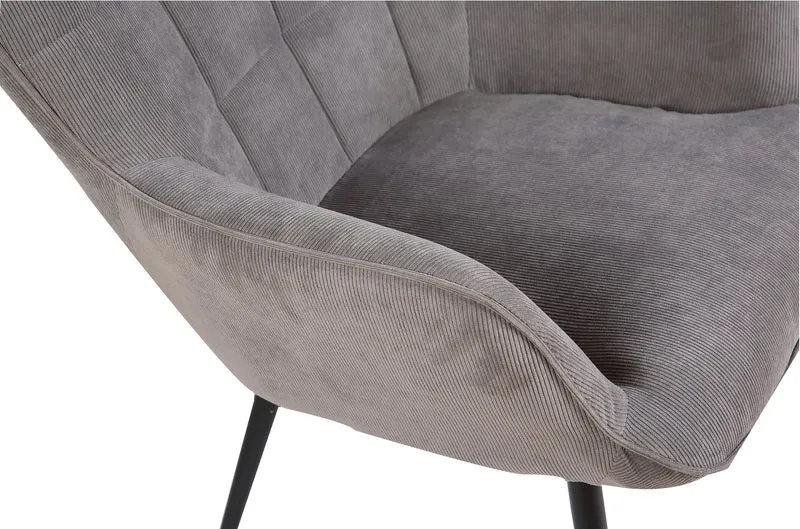 Sessel Uta / Cord grau, Samt schwarz, Webstoff dunkelgrau, Samt dunkelgrün, Webstoff sandfarben / Gestell schwarz pulverbeschichtet / Relaxsessel / Armlehnen-Sessel / B 72, H 97, T 80 cm