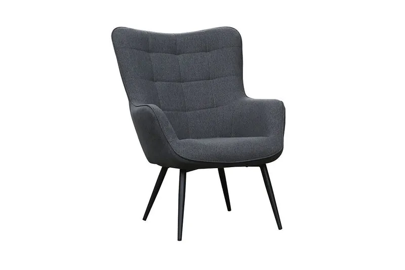 Sessel Uta / Cord grau, Samt schwarz, Webstoff dunkelgrau, Samt dunkelgrün, Webstoff sandfarben / Gestell schwarz pulverbeschichtet / Relaxsessel / Armlehnen-Sessel / B 72, H 97, T 80 cm