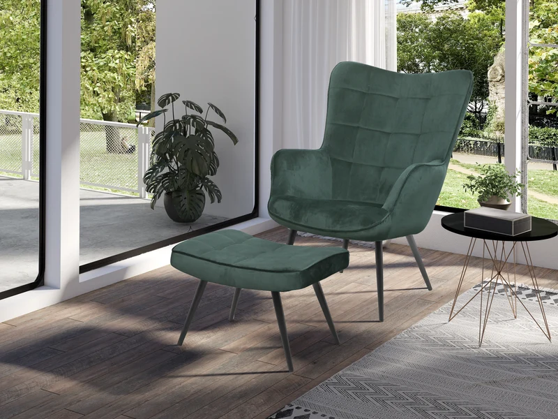 Sessel Uta / Cord grau, Samt schwarz, Webstoff dunkelgrau, Samt dunkelgrün, Webstoff sandfarben / Gestell schwarz pulverbeschichtet / Relaxsessel / Armlehnen-Sessel / B 72, H 97, T 80 cm