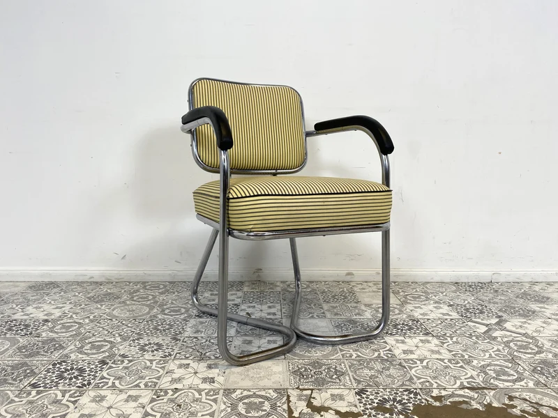 WMK Berühmter skandinavischer freitragender Stahlrohr Designersessel Attr von Fritz Hansen , 1930er Jahre