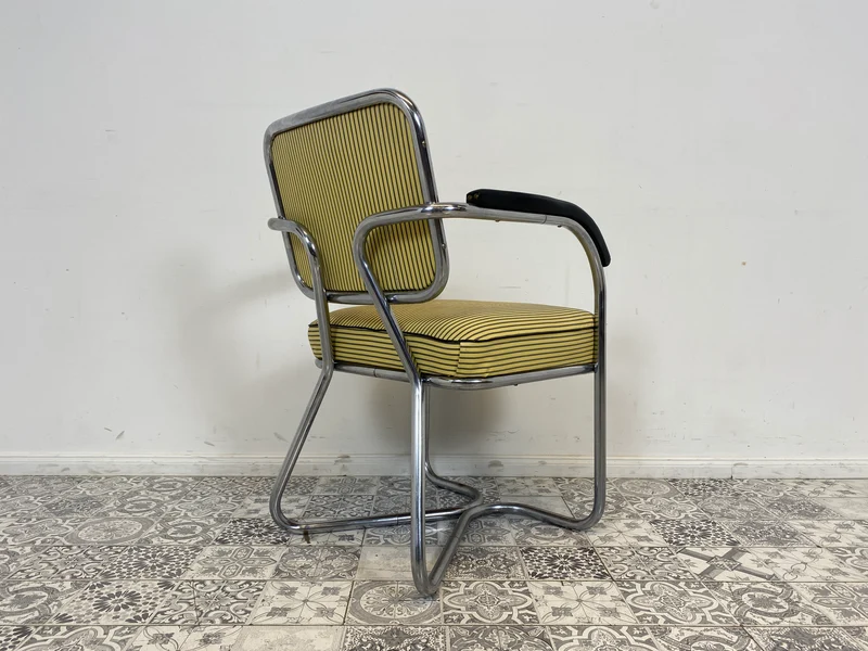 WMK Berühmter skandinavischer freitragender Stahlrohr Designersessel Attr von Fritz Hansen , 1930er Jahre