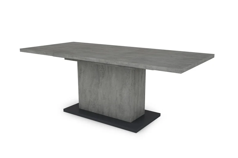 Esszimmertisch ATHEN / Light Atelier (Beton-Optik), Old Wood (Altholz-Optik) oder Artisan Eiche (Eiche-Optik) / großer Auszugstisch 160 cm bis 200 cm / Säulentisch mit Ausziehfunktion / Tisch mit Synchronauszug und Einlegeplatte / 160-200 x 90, H 75 cm