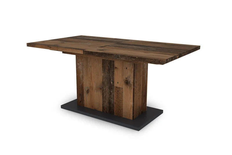 Esszimmertisch ATHEN / Light Atelier (Beton-Optik), Old Wood (Altholz-Optik) oder Artisan Eiche (Eiche-Optik) / großer Auszugstisch 160 cm bis 200 cm / Säulentisch mit Ausziehfunktion / Tisch mit Synchronauszug und Einlegeplatte / 160-200 x 90, H 75 cm