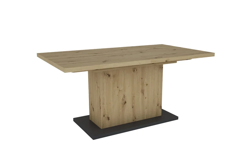 Esszimmertisch ATHEN / Light Atelier (Beton-Optik), Old Wood (Altholz-Optik) oder Artisan Eiche (Eiche-Optik) / großer Auszugstisch 160 cm bis 200 cm / Säulentisch mit Ausziehfunktion / Tisch mit Synchronauszug und Einlegeplatte / 160-200 x 90, H 75 cm
