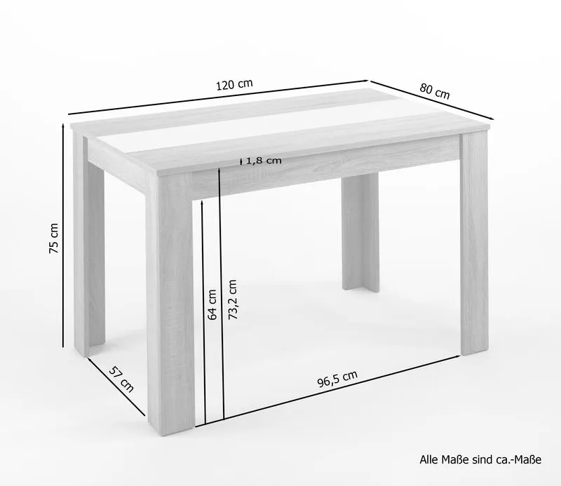 NORI Tisch, Breite 120, 140 oder 160 cm, Einlegeplatte schwarz/weiß, in Eiche-Optik, weiß oder Old-Wood-Optik