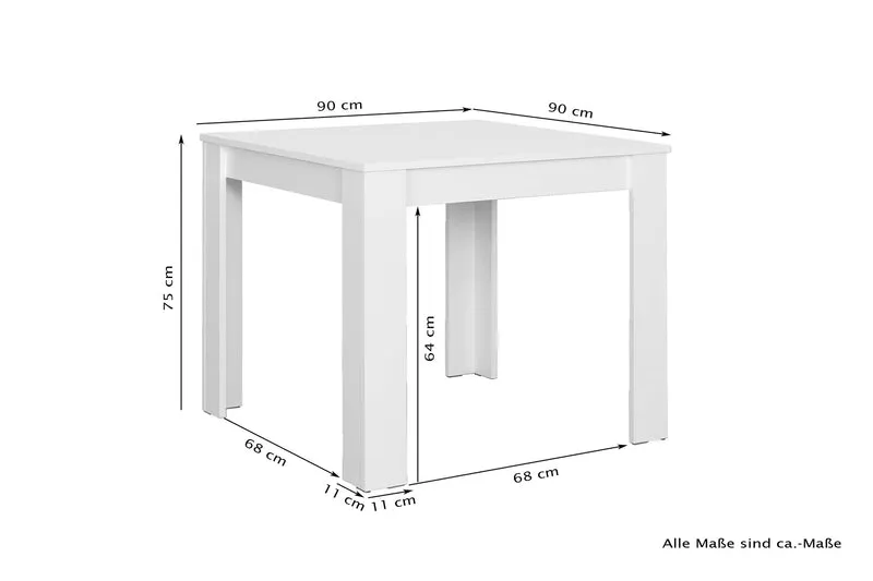 Esstisch Nepal / Moderner Küchentisch in Sonoma Eiche (Eiche-Optik), weiß oder Light Atelier (Beton-Optik) / Platzsparender Tisch / 80 x 80, H 75, 90 x 90, H 75, 120 x 80, H 75 oder 140 x 80, H 75 cm