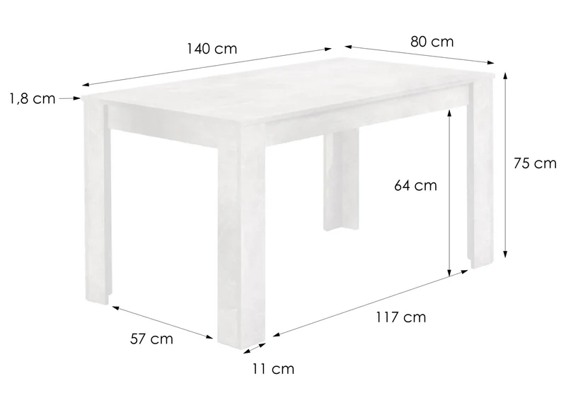 Esstisch Nepal / Moderner Küchentisch in Sonoma Eiche (Eiche-Optik), weiß oder Light Atelier (Beton-Optik) / Platzsparender Tisch / 80 x 80, H 75, 90 x 90, H 75, 120 x 80, H 75 oder 140 x 80, H 75 cm