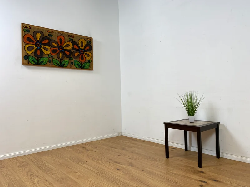 WMK Schöner skandinavischer Couchtisch aus Palisander mit kunstvoll gestalteten Fliesen