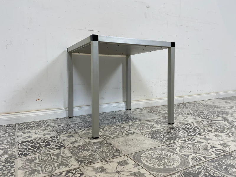 WMK Schicker Space Age Beisteltisch aus gebürstetem Stahl und kunstvollen Fliesen