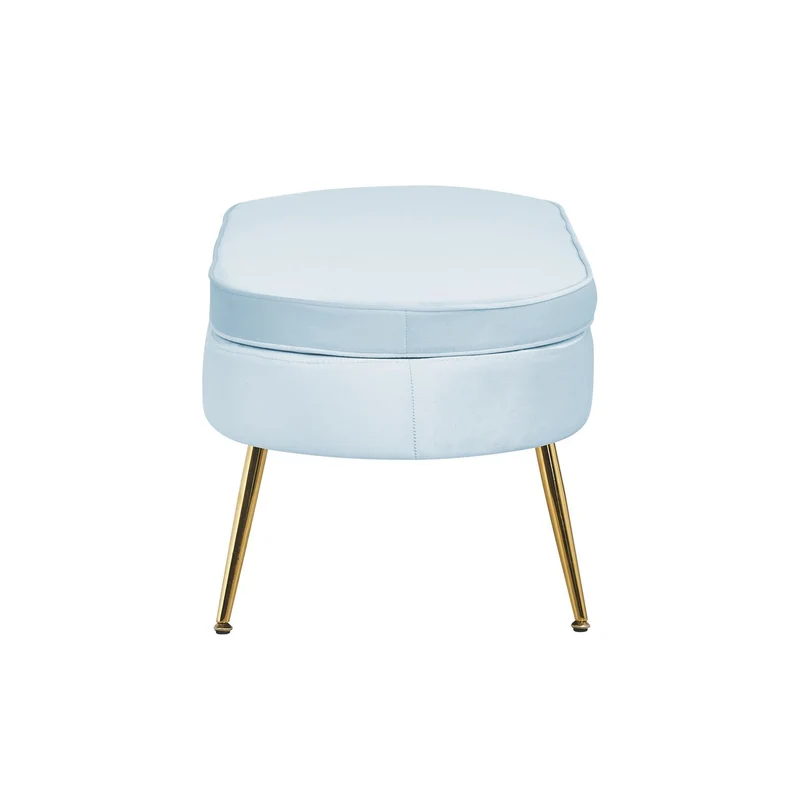 Ovaler Sitzpouf Samtoptik Hellgrau/Gold – 99 cm