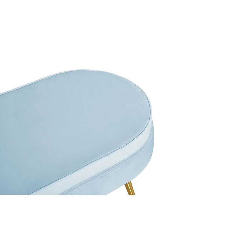 Ovaler Sitzpouf Samtoptik Hellgrau/Gold – 99 cm