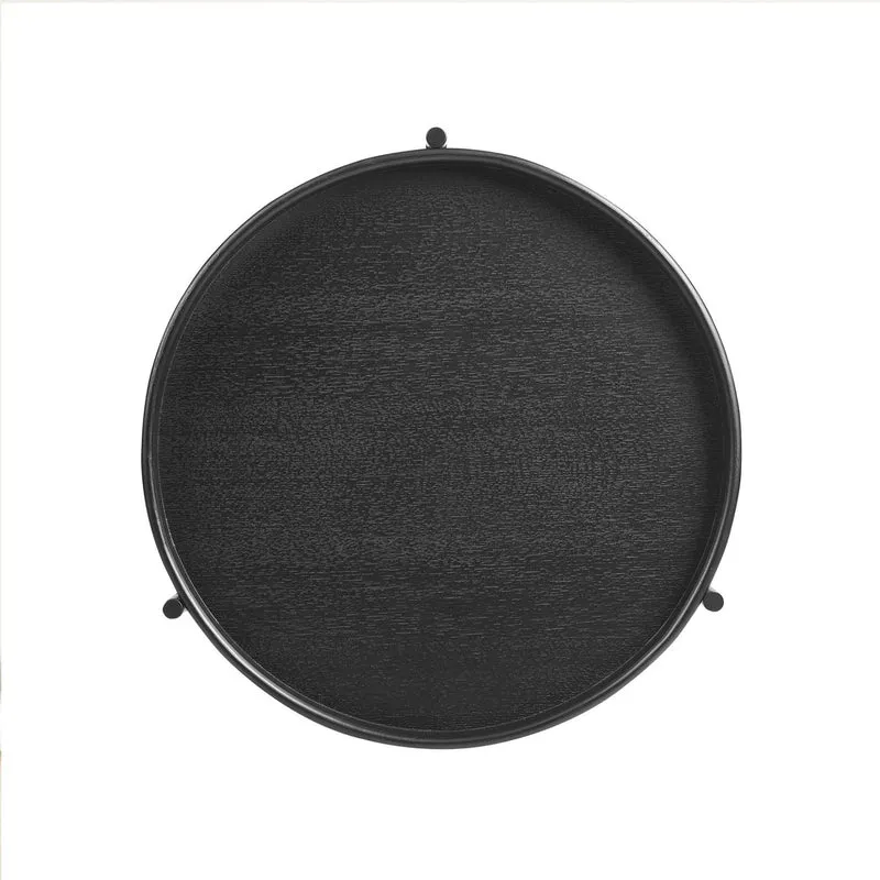 Beistelltisch Eschenfurnier Schwarz, 2 Ablagen – Ø 44 cm