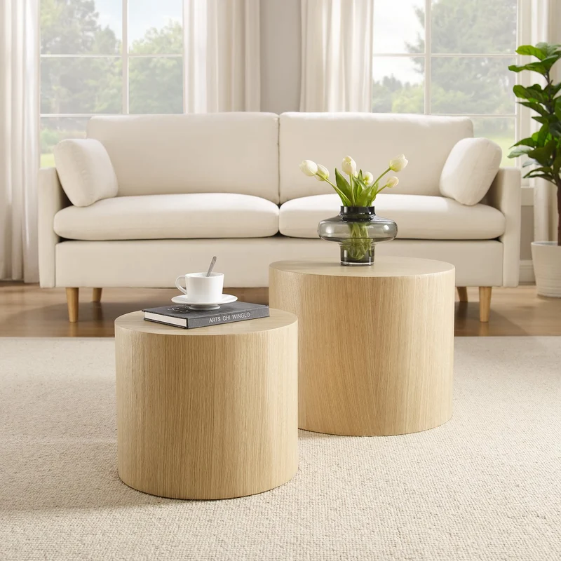 Couchtische mit Eichenfurnier, Natur – 2er-Set