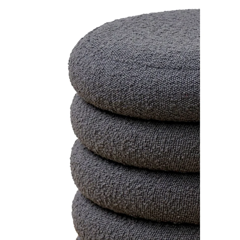 Bouclé-Sitzhocker mit Stauraum, Anthrazit – Ø 38 cm