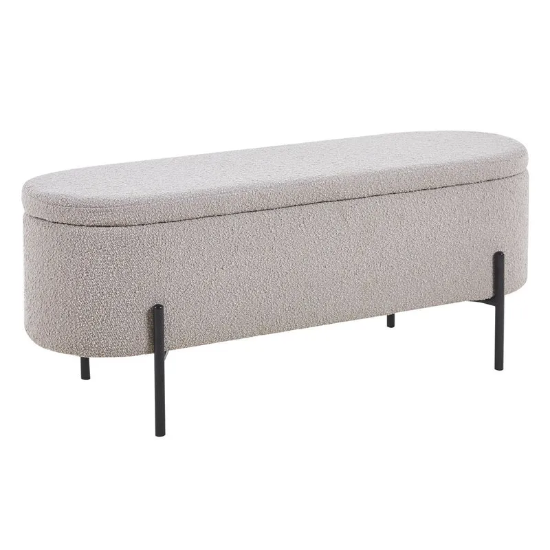 Bettbank mit Stauraum und Bouclé – Taupe, 110 cm