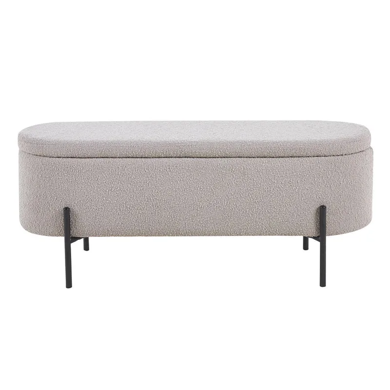 Bettbank mit Stauraum und Bouclé – Taupe, 110 cm