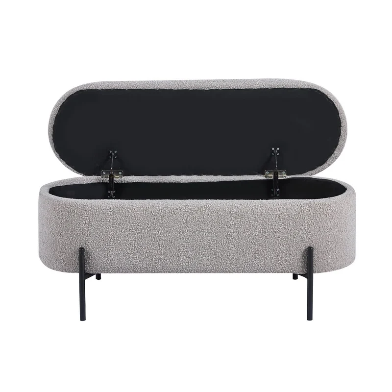 Bettbank mit Stauraum und Bouclé – Taupe, 110 cm