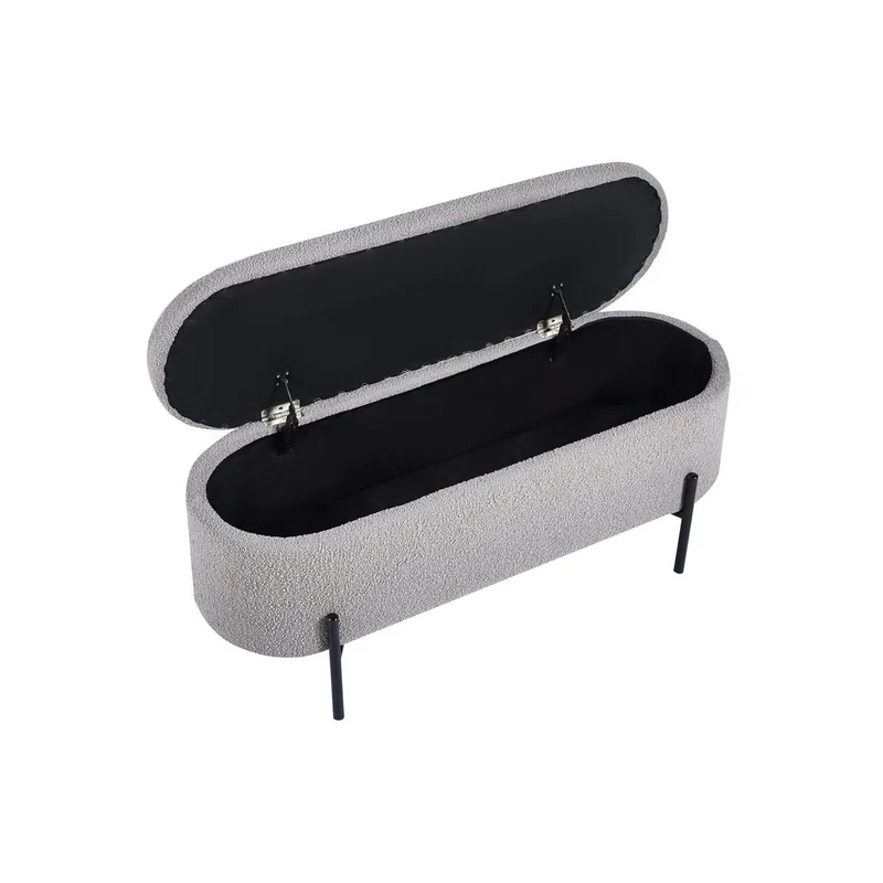 Bettbank mit Stauraum und Bouclé – Taupe, 110 cm