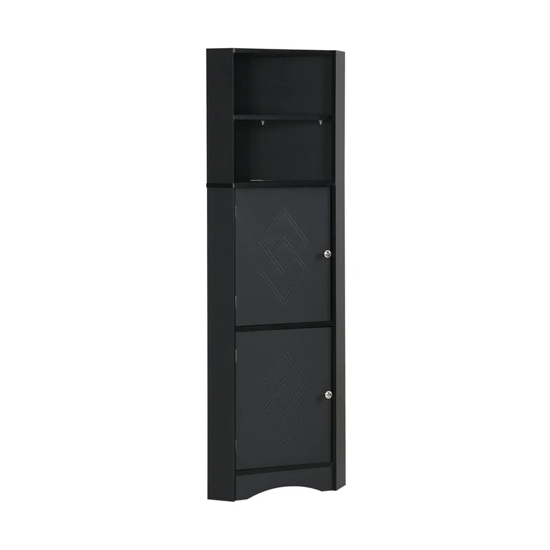 Eck-Badschrank mit zwei Ablagefächern und verstellbarem Einlegeboden