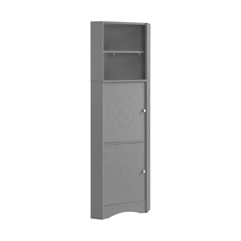 Eck-Badschrank mit zwei Ablagefächern und verstellbarem Einlegeboden