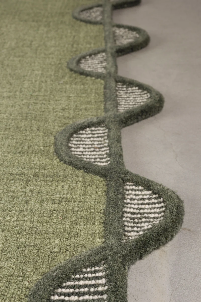 Bold Monkey Teppich Sugar Lines – Grün, Wolle, 230 × 160 × 2 cm