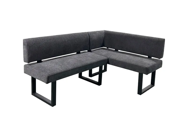 Eckbank VANCOUVER / Vintage Mikrofaser oder Webstoff anthrazit / Metall Gestell schwarz pulverbeschichtet / Langer Schenkel rechts oder links / Taschenfederkern / 181,5 x 125, H 86 cm